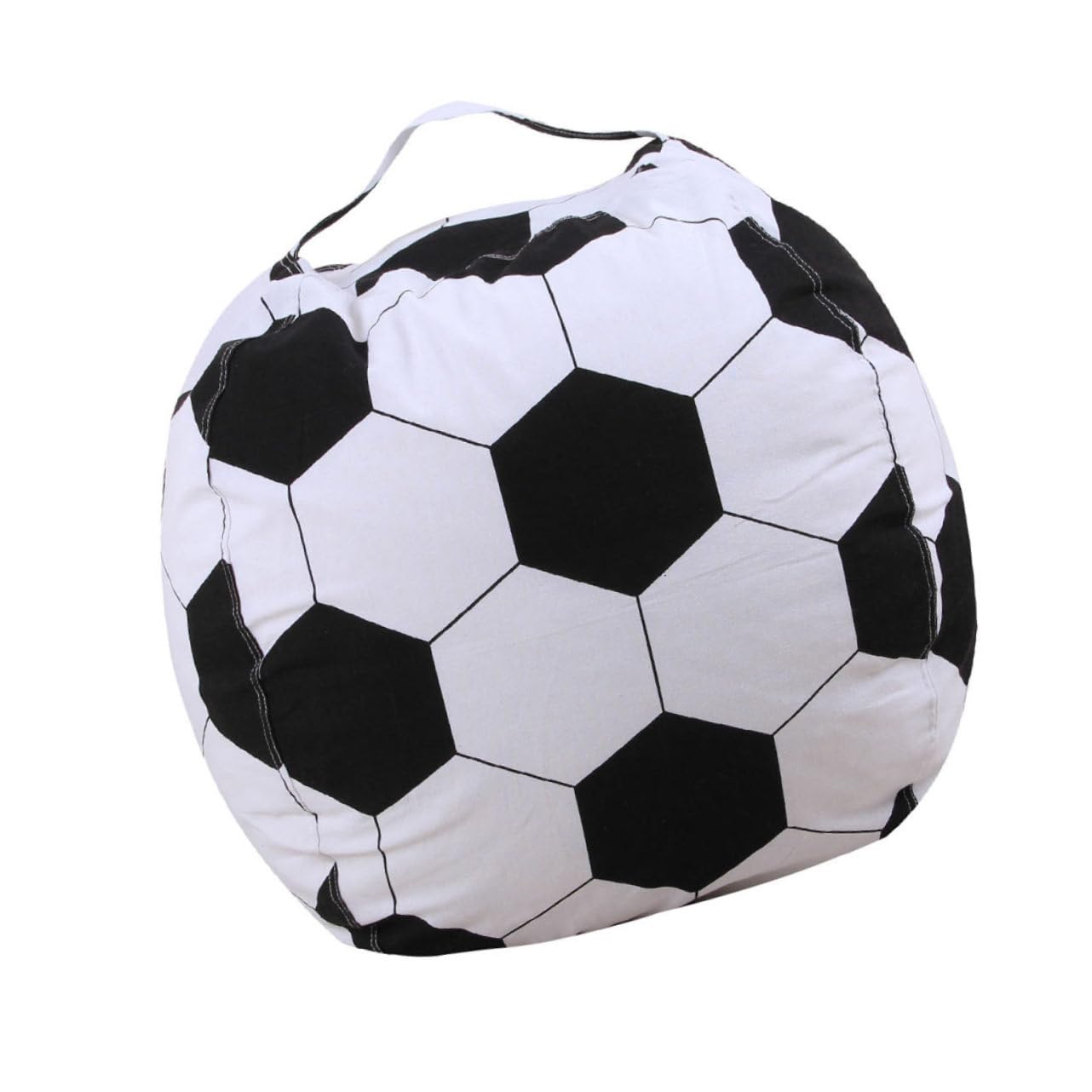 Organización de cuarto infantil con la bolsa de fútbol guarda peluches y ropa de cama 1