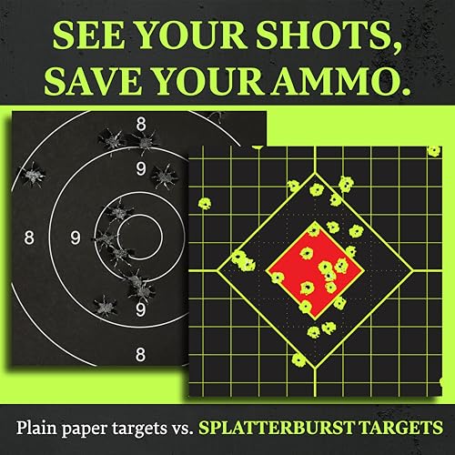 Splatterburst Targets - 18 x 24 inch - Sight in Splatter Target - Easily See Your Shots Burst Bright Fluorescent Yellow Upon Impact - Made in USA (50 Pack)