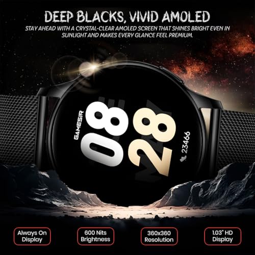 Image of GameSir Active 2 Smartwatch for Men & Women, 1.39 inch HD Round Display, Bluetooth Calling, Heart Rate & SPO₂, 100+ Sports Modes, IP67, Long Battery Life for Android & iOS (Millanese Black)