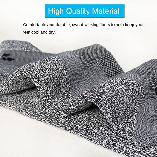 APTYID Men's Cushioned Athletic Running Ankle Socks, Dark Grey, Size 9-12, 6 Pairs
