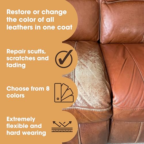 Image of Furniture Clinic Leather Repair Paint | 2-in-1 Seal and Color | Use on Scratches, Tears, and Holes in Car Seats, Furniture | Quick and Easy Leather Repair Kit for Furniture (Cream, 250ml / 8.5oz)