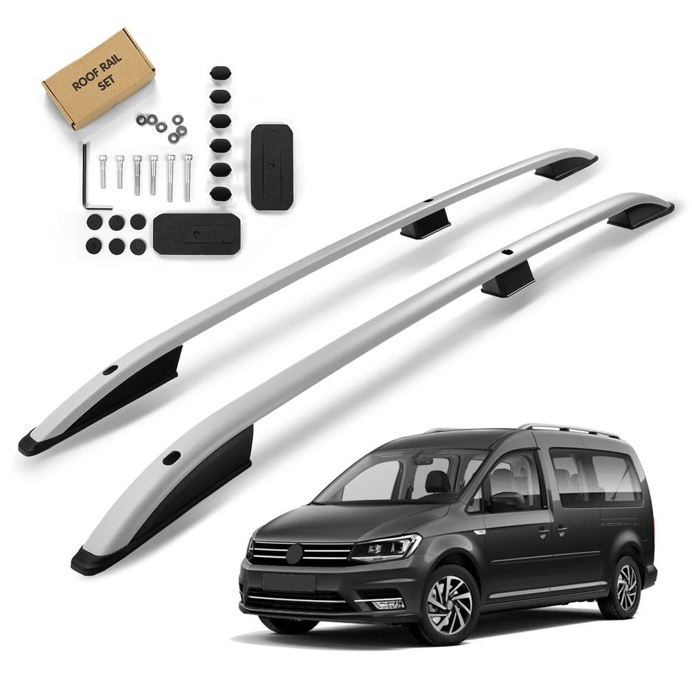 CHROMEMASTER | Dachreling Dachträger Kompatibel mit VW Caddy L1 SWB KURZ 2015-2020; Zur Befestigung der Dachgepäckträger, Dachkörben, Dachboxen oder Dachfahrradträger | Robuste Konstruktion aus Alu