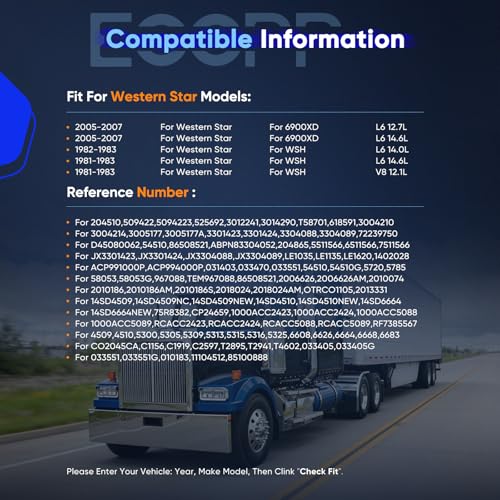 Image of ECCPP AC Compressor Direct Fit for Western Star 4900SA L6 14.8L 2011-2022 | for Western Star 4800SF L6 12.8L 2022-2023 204510,509422 Fast Cooling AC Compressor with Clutch Low Vibration Fuel Efficient