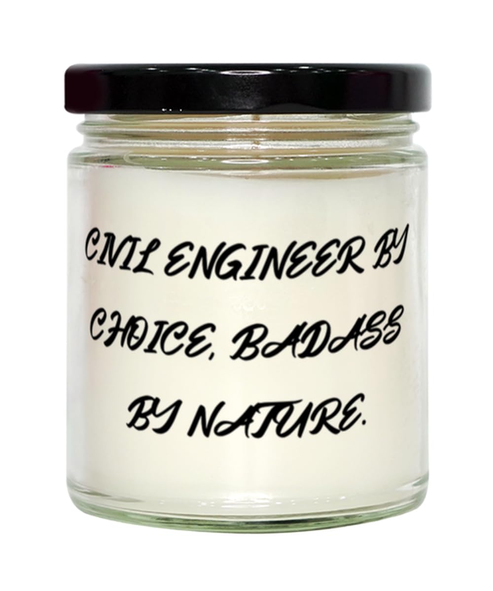 Unique Civil Engineer Gifts, Civil Engineer by Choice, Badass by Nature, Birthday Scent Candle for Civil Engineer from Boss, Gifts for Civil Engineers, Civil Engineer Gift Ideas, Unique Gifts for