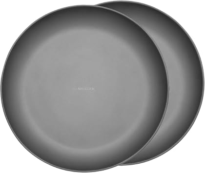 2 pcs Titanium Camping Plate Dishes,7.68 Inch Ultralight Durable Titanium Dish Plate Cookware,Outdoor Stackable Serving Backpacking plates for Travel Hiking Kitchen 19.5 cm