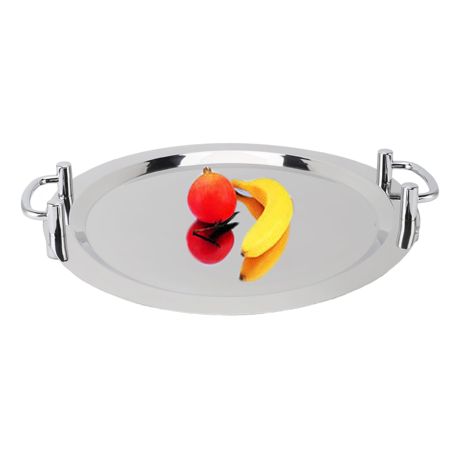 SUNGOOYUE Bandeja para Servir de Acero Inoxidable, Plato para Servir Pulido Espejo 304 con Asas, Plato Rectangular de 47,5 Cm para Buffet de Hotel, Exhibición de Postres de Frutas y Servicio de Mesa