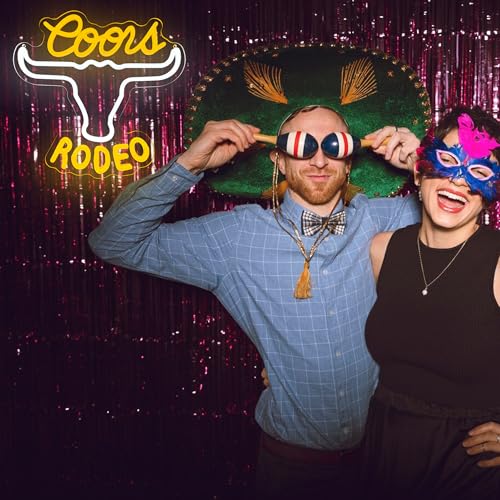 Image of Cowboy Neon Sign Western Rodeo Bull Skull Neon Sign, Dimmable LED Wall Cow Skull Light Sign for Beer Bar Club Man Cave Friends Colleague Gifts(13.1 x 12.5in)