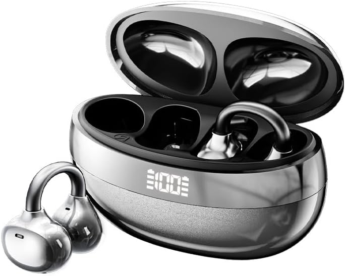 AI Translator Earbuds with 144 Languages Real-Time Translation | Bluetooth Open Ear Headphones 6.0 Open-Ear Clip Design | AI Translator Headphones for Travel & Business