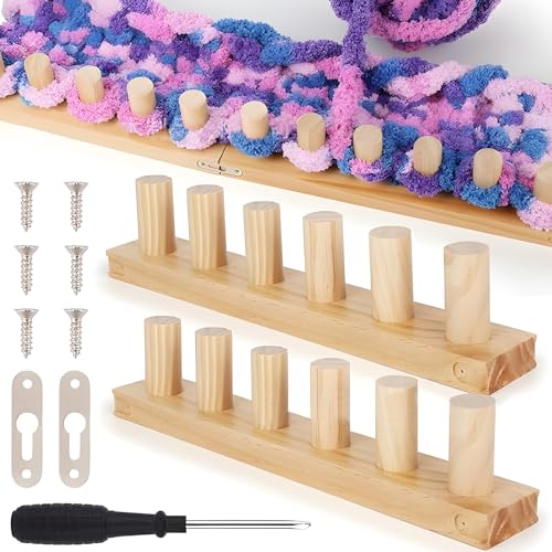 2Pcs Chunky Blanket Loom 25.98 Inch Wooden Knitting Loom with Assembly Tools Hand Knitting Board for Chunky Yarn Wooden Crochet Frame for Beginners Enthusiasts Blankets Throws Afghans