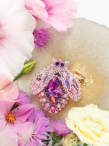 Image of Wizardi Bead Embroidery Decoration - Ametrine Wings. Colorful Beads, Beading Needles. DIY Kit. Embroidery for Beginners. Home Decor. AD-085 Abris Art