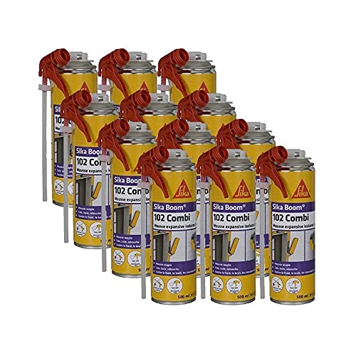 Paquete de 12 expansores de espuma de poliuretano SIKA Boom 102 Combi - 500ml