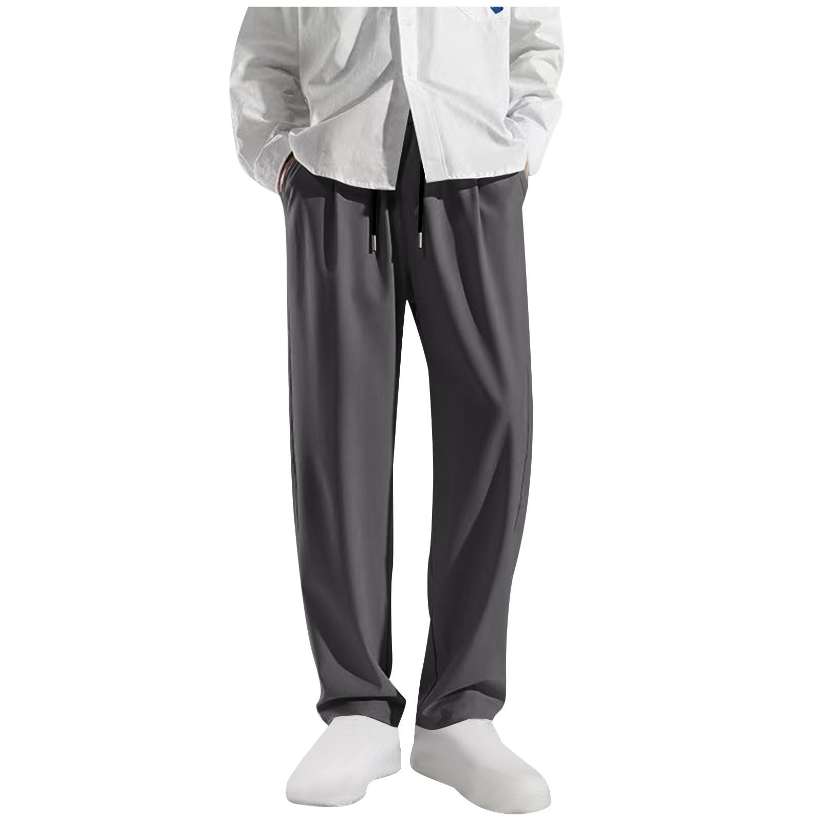 Sweatpants for Men Lightweight Casual Running Pants Summer 2025 Quick Dry Straight Leg Drawstring Athletic Trousers