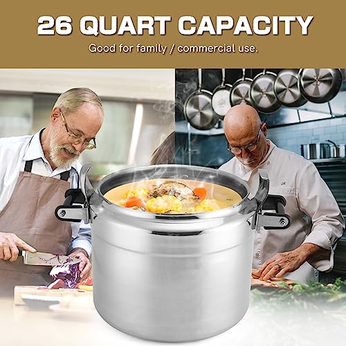 BreeRainz 26 Quart Clamp On Pressure Cooker, Aluminum Pressure Cooker w/Ultra Safe Clamp Bar Locking System, Double Valves for Stable Cooking Pressure, for Family or Commercial Use - Image 6