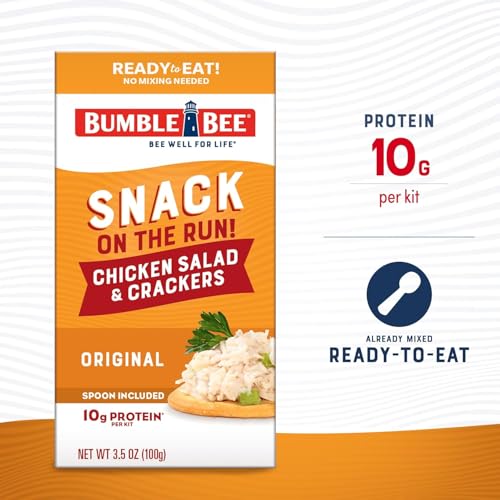Image of Bumble Bee Snack on the Run Duo (2 Total Kits) - Classic Chicken Salad and Rosemary Garlic & Sea Salt Tuna Salad with Crackers - Ready to Eat Protein Snacks