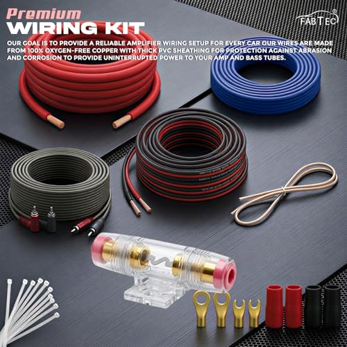 Image of FABTEC 4 AWG Premium Car Amplifier Copper Wiring Kit for 5000W High Power Class D Mono Car Amplifier