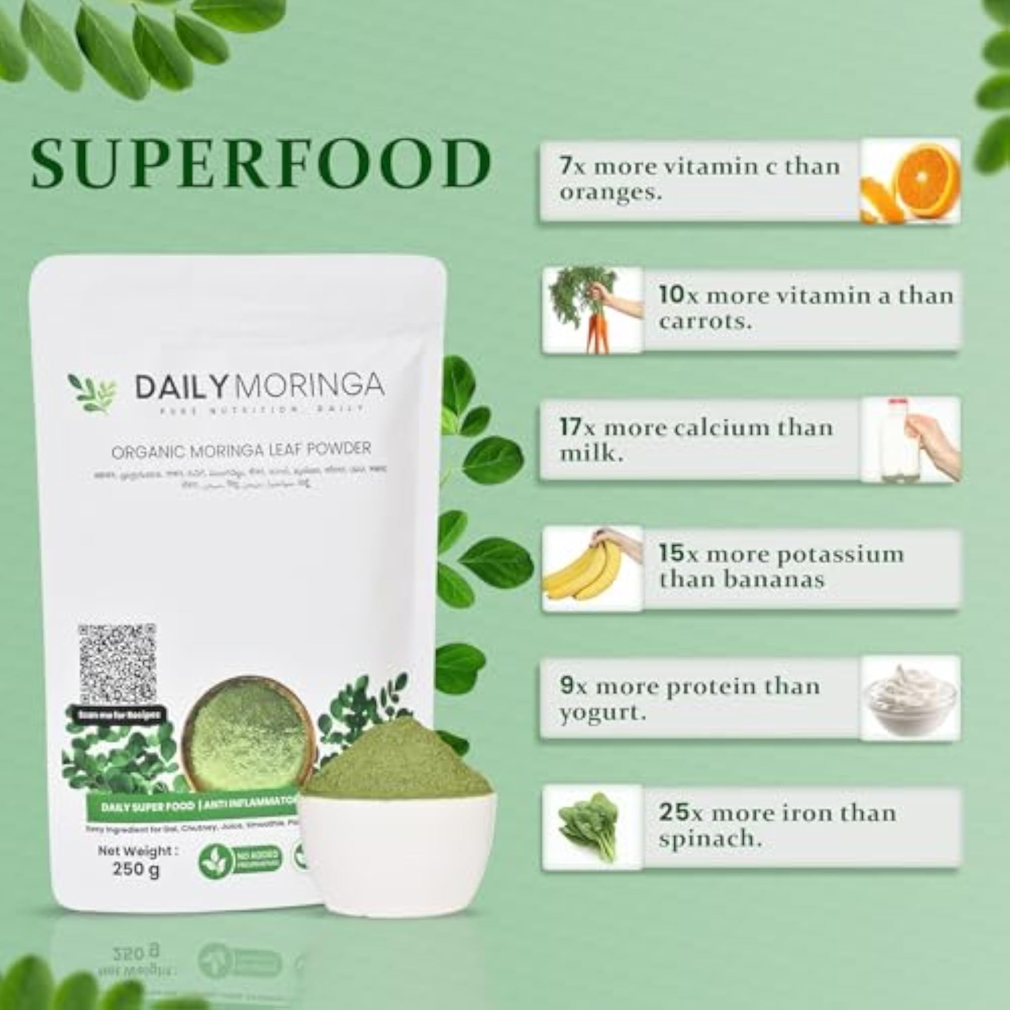 DAILYMORINGA Moringa Powder, Organic Superfood