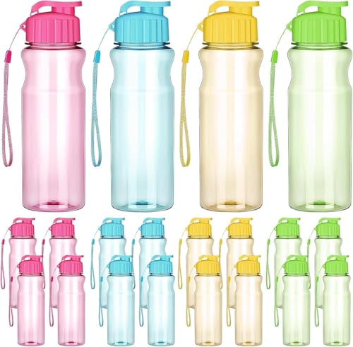 MALLOOM 20 botellas de agua de plástico para niños   500 ml   20   Botellas reutilizables con tapa de solapa, impermeables, ideales para deporte, escuela, fiesta, exterior, adultos y niños
