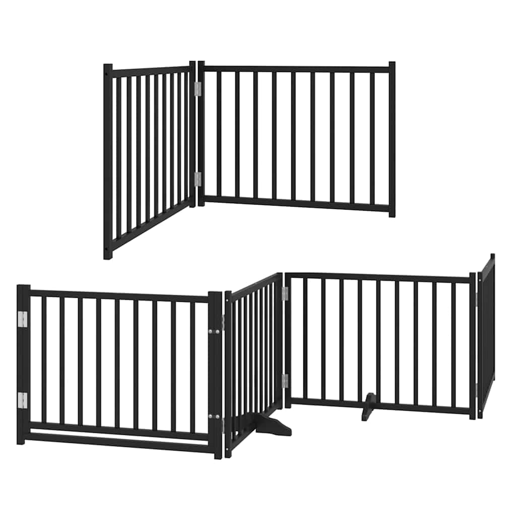 8-TLG. Puerta plegable para perros de madera de álamo, color negro, 640 cm, con puerta independiente, para cachorro y perro, como cierre, protección de seguridad, interior y exterior