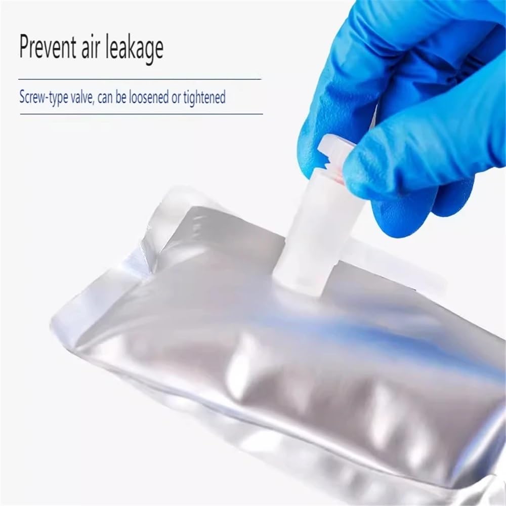 Cristalería de Laboratorio Bolsas de muestreo de papel de aluminio con doble válvula (5 unidades, 0,1/0,5/1/2/3/5/10/15 l)(8L Double valve)