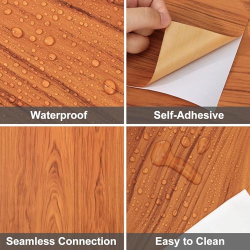Image of HOME13 Self Adhesive Wood Grain Wallpaper for Furniture Vinyl Sticker Wooden Door Desktop Wall Paper Kitchen Wallpaper (2 feet by 8 feet, Cream Brown Wood)