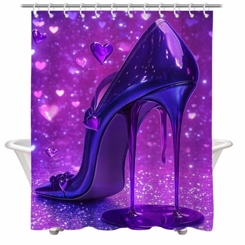 Rideau douche violet imperméable en polyester lavable 160x200 cm - 2