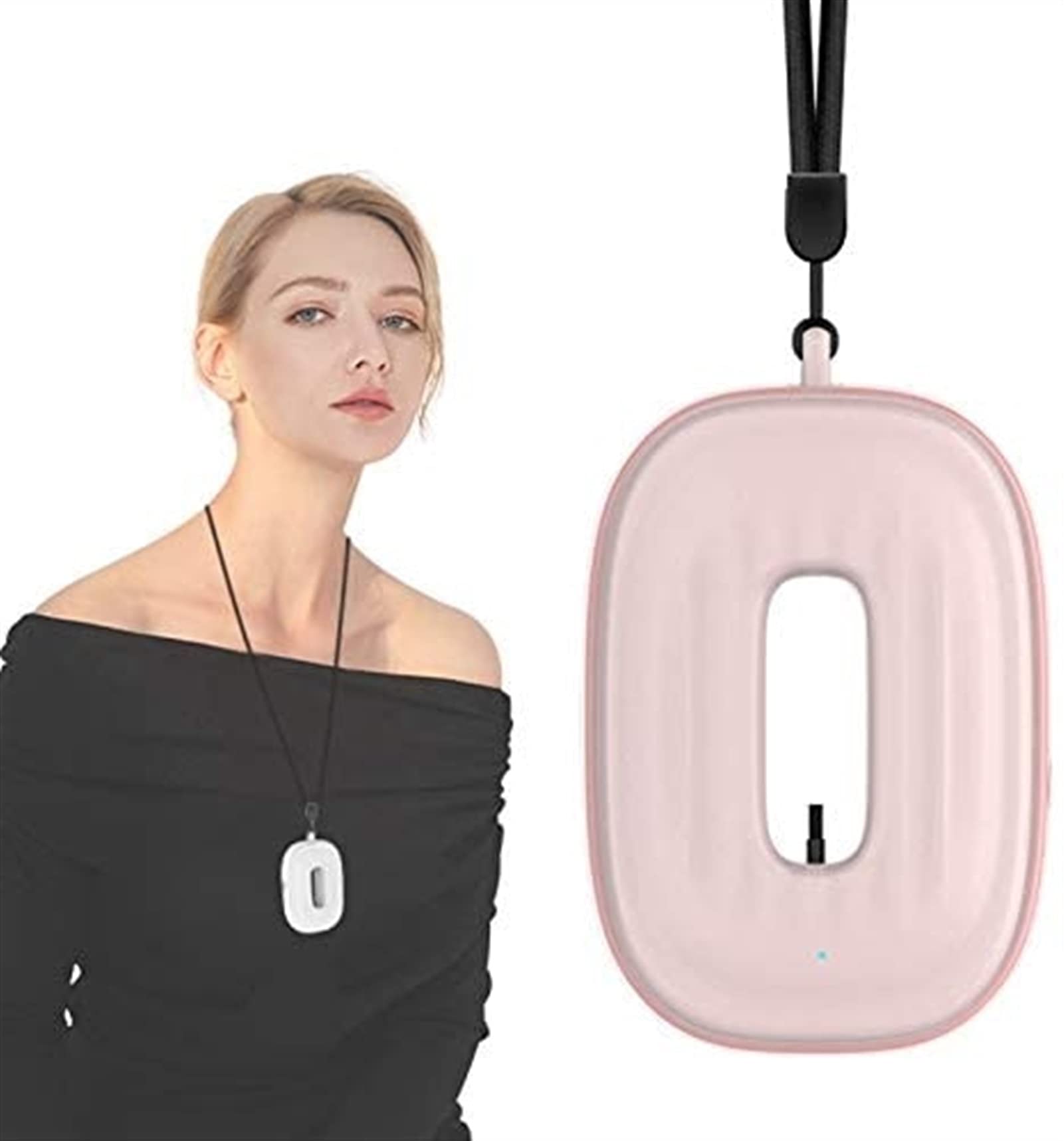 2 piezas de purificador de aire para colgar en el cuello, elegante, personal, portátil, barra de oxígeno para coche, purificador de aire negativo (color: rosa)