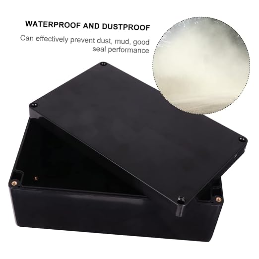 Caja de empalme impermeable de ABS negro para placas de proyectos electrónicos | Vivienda sellada a prueba de polvo, construcción de alta dureza, incluye tornillos, para proyectos estudiantiles y electrónica miniatura 8
