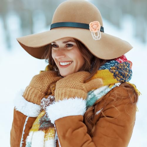 Image of PATIKIL Fabric Camellia Flower Brooches, Elegant Pearl Tassel Brooches Floral Pins Bracelet Dual Use for Women Suit Hat Dress Shirt Tie Corsage, Yellow