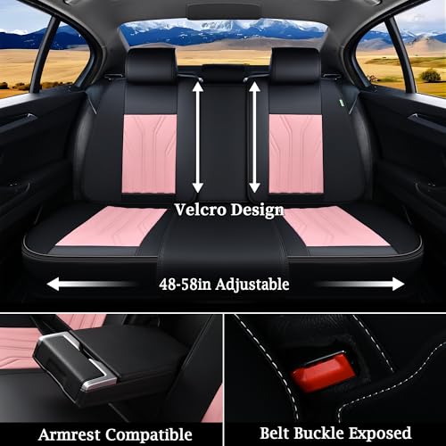 Image of FLORICH Leather Seat Covers, Car Seat Covers Full Set, Car Seat Protectors 5 Seats, Pink Driver Seat Covers Fit for Most Cars Trucks SUV