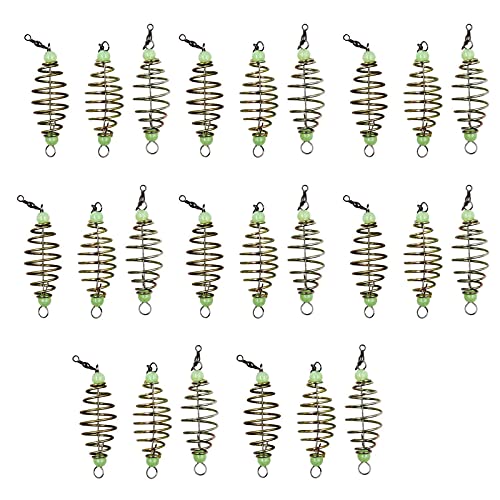 Cestas para Cebos Pesca Cebo Jaula Trap Pesca Comedero Cesta Cesta AlimentacióN con Perlas Luminosas Cebador Pesca Trampa Red Pesca Cesta Forma de Jaula en Espiral Alimentador Pesca （25Pcs 8Cm）