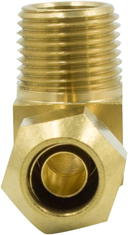 Legines Brass DOT Air Brake 90 Degree Male Elbow Fitting, Connect 3/4" OD Nylon Tubing to 1/2" NPT Male Pipe, 2 pcs