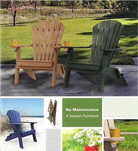 Saving Shepherd 4 Season Pink Foldable Adirondack Chair - 100% Recycled Poly Lumber Folding Fan Back with Cup Holder All Weather USA