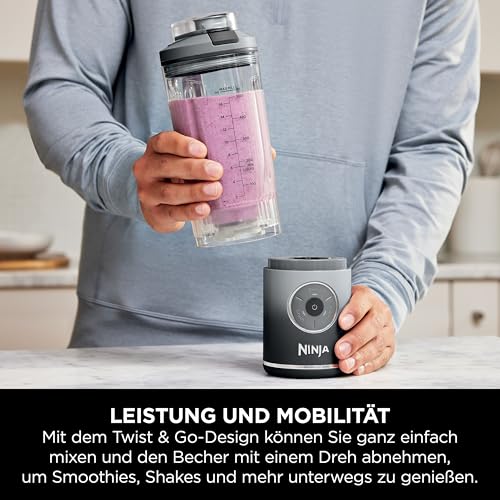 Ninja Blast Max Tragbarer Mixer/Blender/Smoothie Maker, 570 ml, wiederaufladbar, Mixbecher & auslaufsicherer Deckel, 3 Funktionen, Smoothies, Proteinshakes, Kühles Grau BC251EUGY – Bild 5