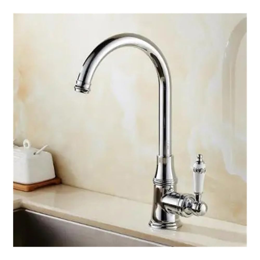 Blyqxs Chrome Kitchen Faucets Single Lever Faucet 360 Rotate Deck Mounted Kitchen Faucet Torneira Single Holder Single Hole Mixers Taps Xt918(Chrome)