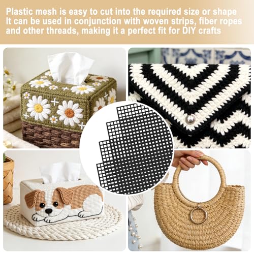 Image of Savita 6pcs Plastic mesh Sheets 7 Count Needlepoint Canvas for Embroidery Crafting and Knit and Crochet Projects (Black)