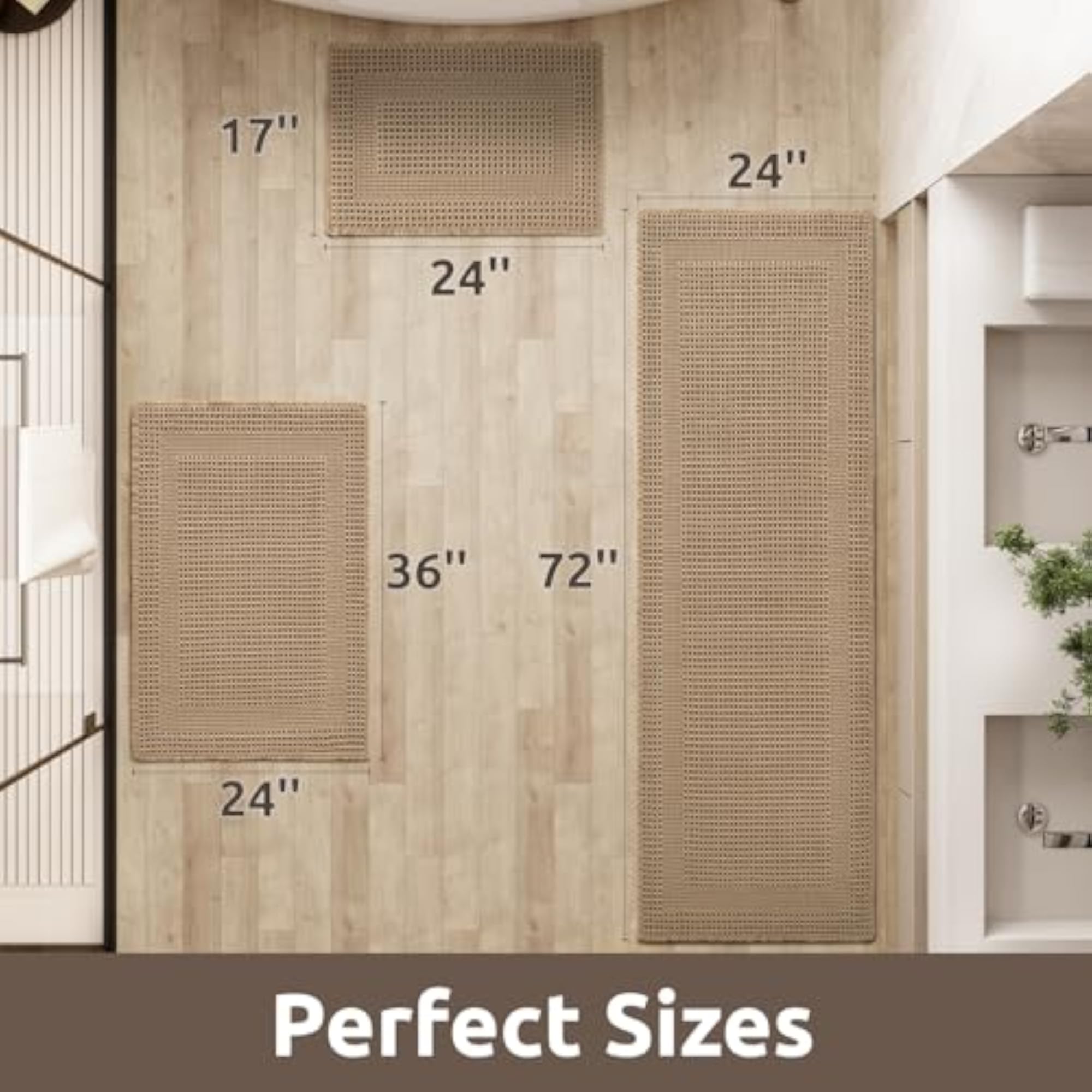 Waffle Bath Mat, Absorbent Bathroom Rug 17''x24''