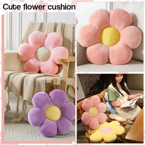 YUZHEDM Blumenkissen, Deko Kissen, Aesthetic Room Decor, Flower Pillow, Tatami bequemen Sitzkissen für Kinderzimmer Hause Stuhl Boden Bett Sofa Dekoration (40 x 40cm, Rosa Gelb)