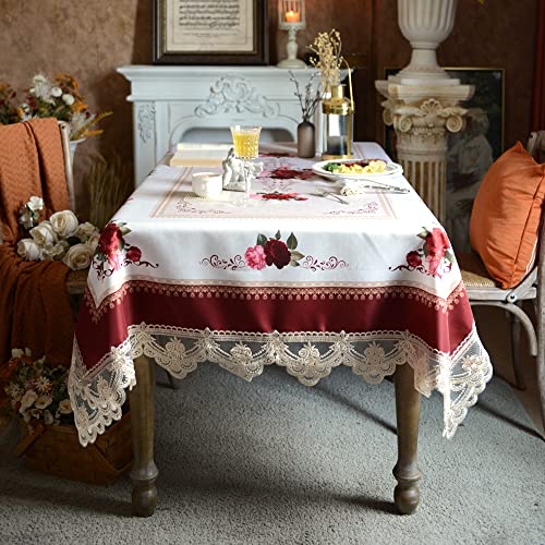 Sutavia Lace Embroidered Table Cloth,Rectangular Farmhouse Tablecover,Classic Oblong Antique Flower Decor Macrame Tablecloth thumb #4