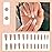 YoYoee Nude Press On Nails Long Coffin Fake Nails Gradient Acrylic False Nails Marble Nails for Wonen and Girls (24 PCS)