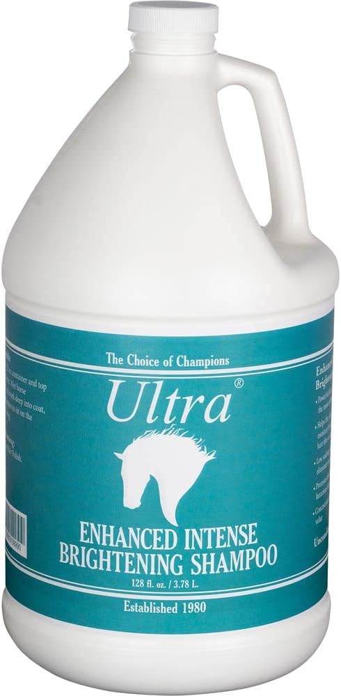 Ultra Enhanced Intense Brightening Horse Shampoo Gallon | Intensifies Coat Color | Dissolves Tough Stains | Leaves No Residue | Gentle On Skin | Refreshing Green Apple Scent