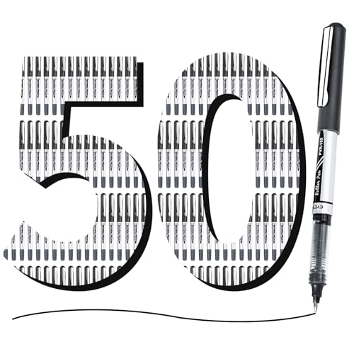 EYEYE 50 Pack 0.7mm Black Rollerball Pens