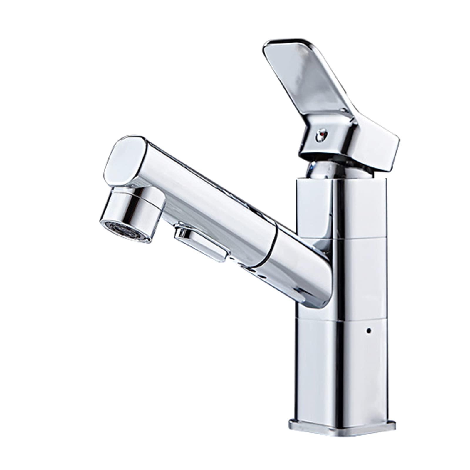 Robinet en laiton de salle de bain manche unique noir et chrome