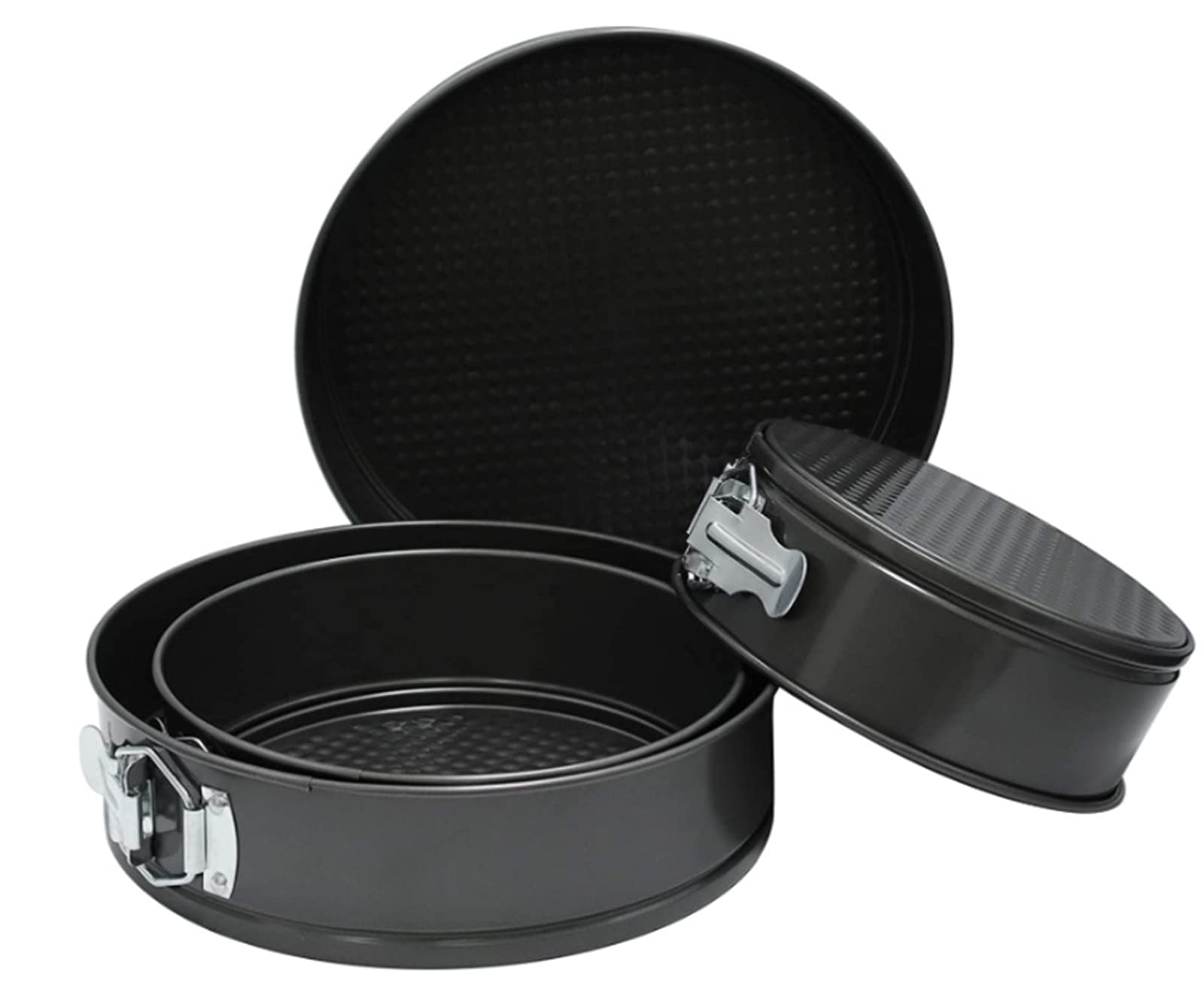 Juego de bandejas de primavera 4 moldes antiadherentes para tarta de queso, parte inferior desmontable a prueba de fugas, juego de moldes redondos para pasteles, lata de acero duradera para pasteles