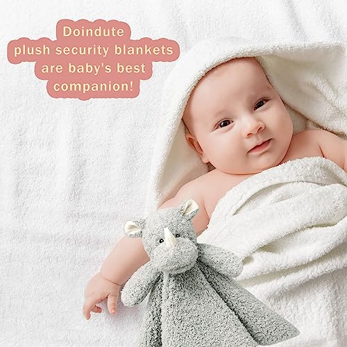 Image of Baby Gray Rhino Soft Stuffed Animal Security Blanket, Plush Rhino Character Lovey Blanket, Baby Shower /Nursery Gift, Newborn Infant Toddler Snuggle Blankie for Boys Girls, 18 Inches