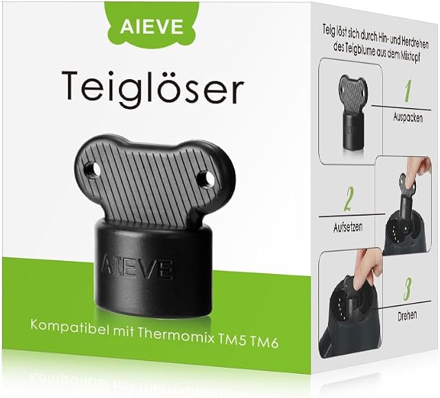 AIEVE pokrętło do usuwania ciasta, pomoc w obracaniu noża, kompatybilne z robotami kuchennymi Thermomix TM5, TM6, część zamienna, do łatwego usuwania ciasta (czarny)