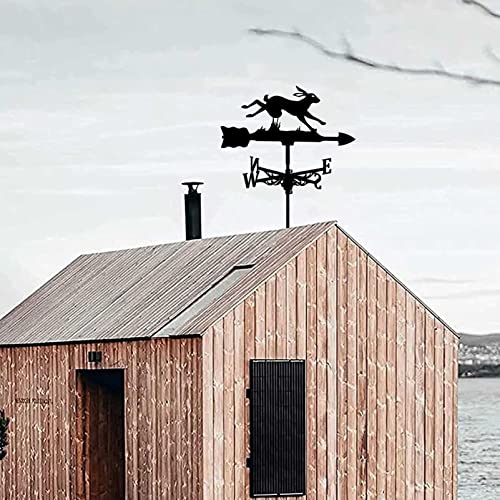 Dmwmd Rabbit Weathervanes, Black Weather Vane, Rabbit Metal Stand, Vertically Mountable Farm Roof Decoration #TOP5