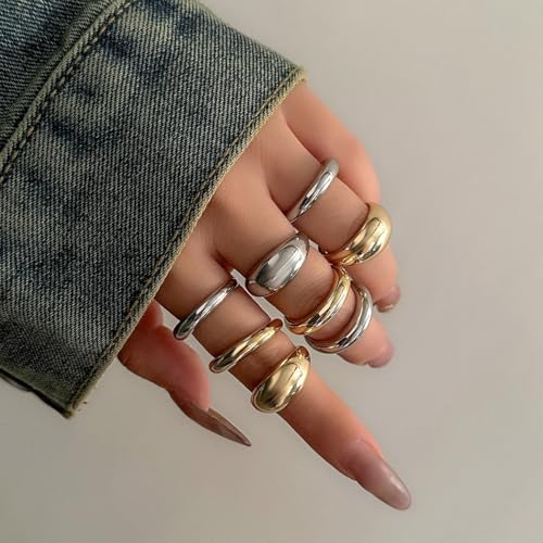 Image of Shining Diva Fashion Stylish Trendy Finger Rings Set for Women & Girls | Chunky Minimal Statement Ring Combos Modern Elegant Jewellery Collection
