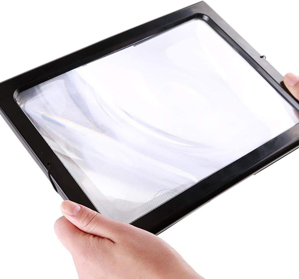Desktop Magnifier Magnifying Glass with12 LEDs, Black Extra Large Rectangle Handheld 3X Magnifier for Seniors Reading,Jewelry Loupe Coins Crafts,A4 Full Page Magnifier Hands Free Foldable GXFC
