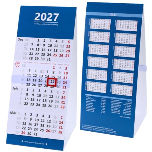 Tischkalender 2027 4 Monate Bürokalender 4-Monatskalender Schreibtischkalender