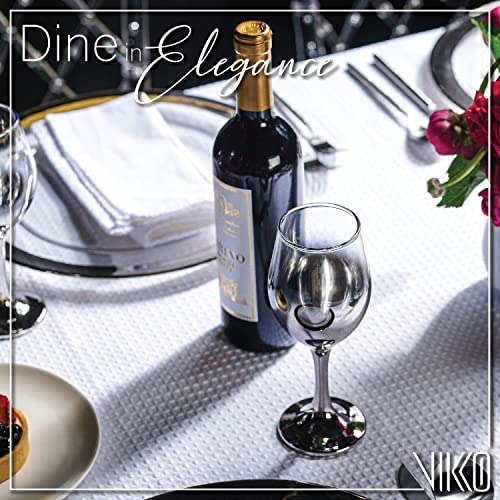 Vikko Décor Silver Ombre Wine Glasses: 14 Ounce Fancy Wine Glasses With Stem For Red And White Wine – Thick And Durable – Dishwasher Safe Goblets – Great Gift Idea – Set Of 6 Decorative Wine Glasses #TOP1